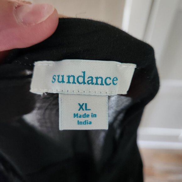 Sundance Size XL Cotton Silk Black Semi Sheer Layered Whimsigoth Tunic Blouse - Picture 2 of 10